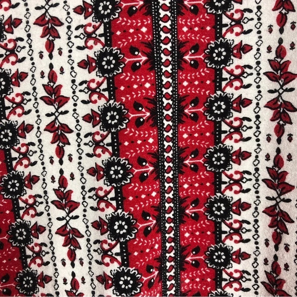 J.JILL Wearever Collection Women’s L Red Cream Black Boxy Blouse Top - Picture 5 of 8